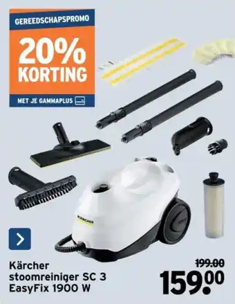 GAMMA Kärcher stoomreiniger SC 3 EasyFix 1900 W aanbieding