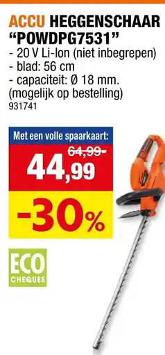 Hubo Accu heggenschaar "powdpg7531" aanbieding