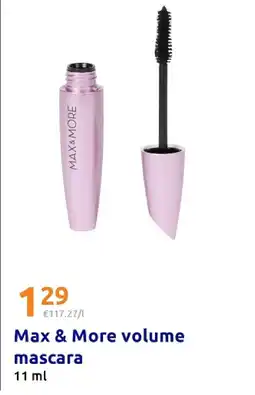 Action Max & More volume mascara aanbieding