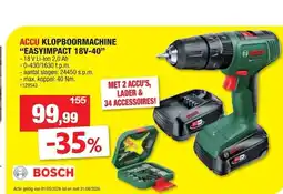 Hubo Accu klopboormachine "easyimpact 18v-40" aanbieding