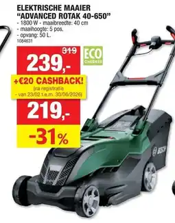 Hubo Elektrische maaier "advanced rotak 40-650" aanbieding