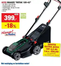 Hubo Accu maaier "rotak 18v-43" aanbieding