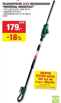 Hubo Telescopische accu heggenschaar "universal hedgepole" aanbieding