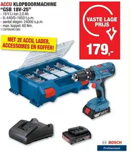 Hubo Accu klopboormachine "gsb 18v-25" aanbieding