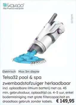 Multi bazar Kokido Telsa32 pool & spa zwembadstofzuiger herlaadbaar aanbieding