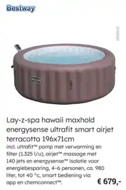 Multi bazar Bestway Lay-Z-spa hawaii maxhold energysense ultrafit smart airjet terracotta aanbieding