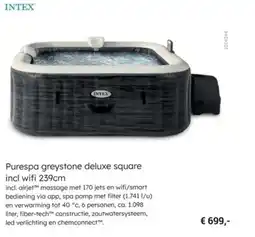 Multi bazar Intex Purespa greystone deluxe square incl wifi aanbieding