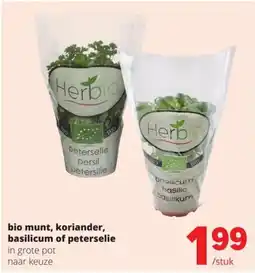 Spar Bio munt, koriander, basilicum of peterselie aanbieding
