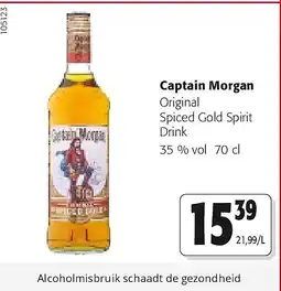 Colruyt Captain Morgan Original Spiced Gold Spirit Drink 35 % vol 70 cl aanbieding