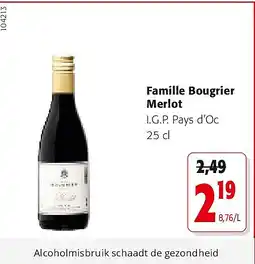 Colruyt Famille Bougrier Merlot aanbieding