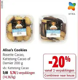 Colruyt Alisa’s Cookies Kattetong Cacao aanbieding