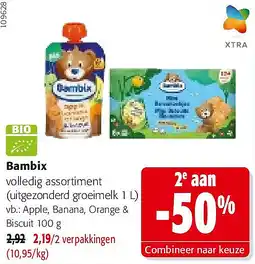 Colruyt Bambix Apple, Banana, Orange & Biscuit 100 g aanbieding