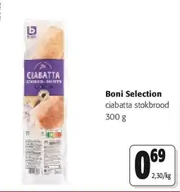Colruyt Boni Selection ciabatta stokbrood 300 g aanbieding