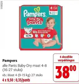 Colruyt Pampers Maat 4 (9-15 kg) 27 stuks aanbieding