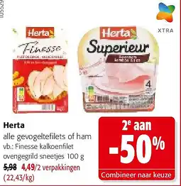Colruyt Herta Finesse kalkoenfilet ovengegrild sneetjes 100 g aanbieding
