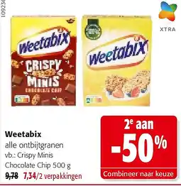 Colruyt Weetabix Crispy Minis Chocolate Chip 500 g aanbieding