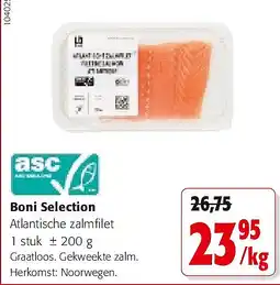 Colruyt Boni Selection Atlantische zalmfilet 1 stuk ± 200 g aanbieding