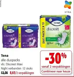 Colruyt Tena Discreet Maxi Night verbanden 12 stuks aanbieding