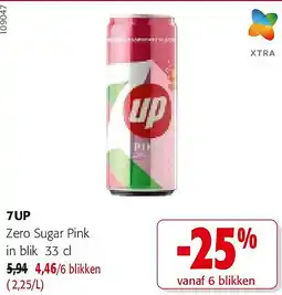 Colruyt 7UP Zero Sugar Pink in blik 33 cl aanbieding