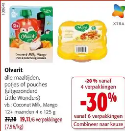 Colruyt Olvarit Coconut Milk, Mango 12+ maanden 4 x 125 g aanbieding