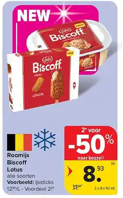 Carrefour Roomijs Bisco Lotus aanbieding