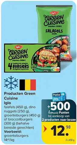 Carrefour Producten Green Cuisine Iglo aanbieding