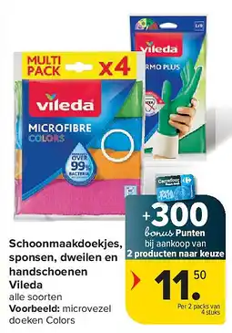 Carrefour Schoonmaakdoekjes, sponsen, dweilen en handschoenen Vileda aanbieding