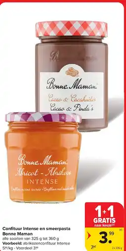 Carrefour Confi tuur Intense en smeerpasta Bonne Maman aanbieding