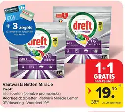 Carrefour Vaatwastabletten Miracle Dreft aanbieding