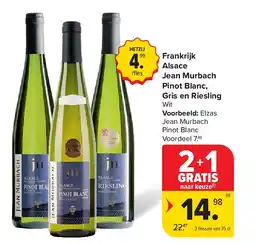 Carrefour Frankrijk Alsace Jean Murbach Pinot Blanc, Gris en Riesling aanbieding