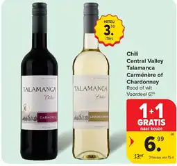 Carrefour Chili Central Valley Talamanca Carménère of Chardonnay aanbieding