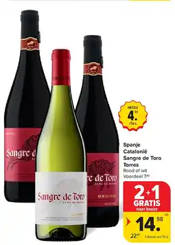 Carrefour Spanje Catalonië Sangre de Toro Torres aanbieding