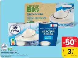 Carrefour Yoghurt op z’n Grieks natuur Carrefour en Carrefour Bio aanbieding
