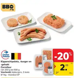 Carrefour Kippenchipolata, -burger en -gehakt Carrefour aanbieding