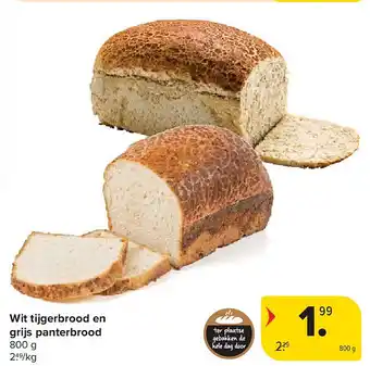 Carrefour Wit tijgerbrood en grijs panterbrood aanbieding