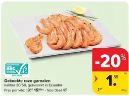Carrefour Gekookte roze garnalen aanbieding