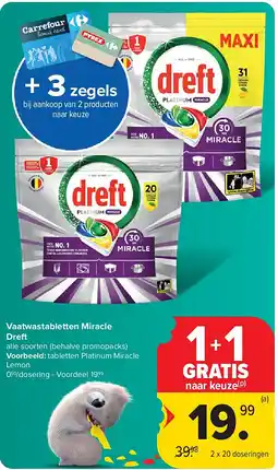 Carrefour Vaatwastabletten Miracle Dreft aanbieding