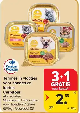 Carrefour Terrines in vlootjes voor honden en katten Carrefour aanbieding