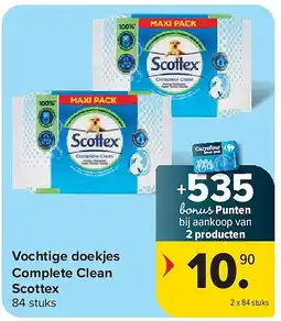 Carrefour Vochtige doekjes Complete Clean Scottex aanbieding