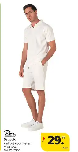 Carrefour Set polo + short voor heren aanbieding