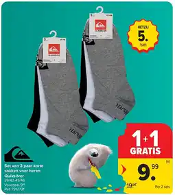 Carrefour Set van 3 paar korte sokken voor heren Quiksilver aanbieding