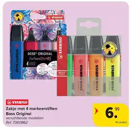 Carrefour Zakje met 4 markeerstiften Boss Original aanbieding