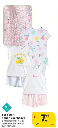 Carrefour Set T-shirt + short voor baby’s aanbieding