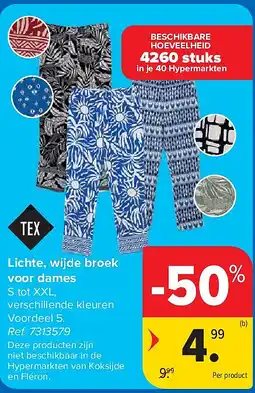 Carrefour Lichte, wijde broek voor dames aanbieding