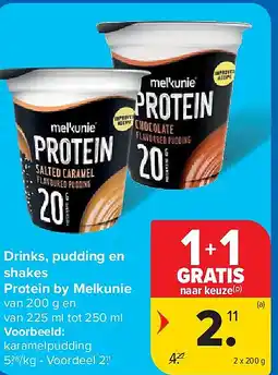 Carrefour Drinks, pudding en shakes Protein by Melkunie aanbieding