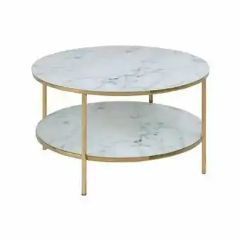 Leen Bakker Salontafel Ostana met onderblad - wit/goudkleur - 45xØ80 cm - Leen Bakker aanbieding