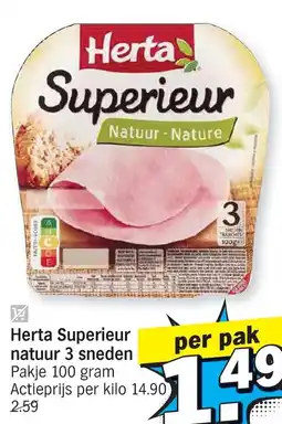 Albert Heijn Herta Superieur natuur 3 sneden aanbieding