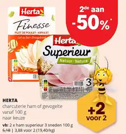 Spar HERTA ham superieur 3 sneden 100 g aanbieding