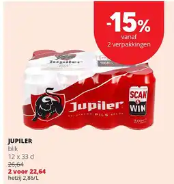 Spar JUPILER blik 12 x 33 cl aanbieding