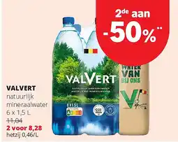 Spar VALVERT natuurlijk mineraalwater 6 x 1,5 L aanbieding